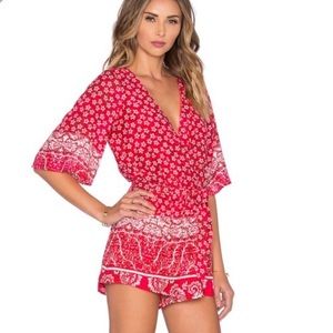 Lovers + Friends Isabelle Romper, Red , Size S